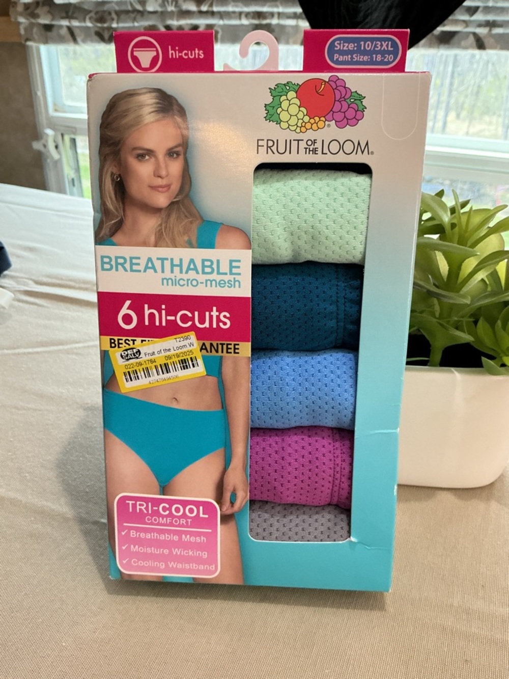 Fruit of the Loom 6-Pack Breathable Hi-Cuts - Mint, Teal, Sky Blue, Purple, Gray